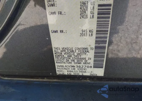 2021 Nissan Altima Sr Fwd из США, поврежденный, VIN 1N4BL4CV3MN362708